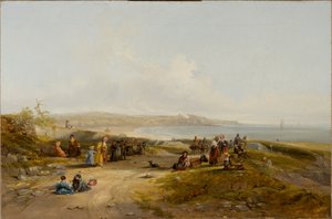 Cullercoats vanuit Tynemouth door John Wilson Carmichael